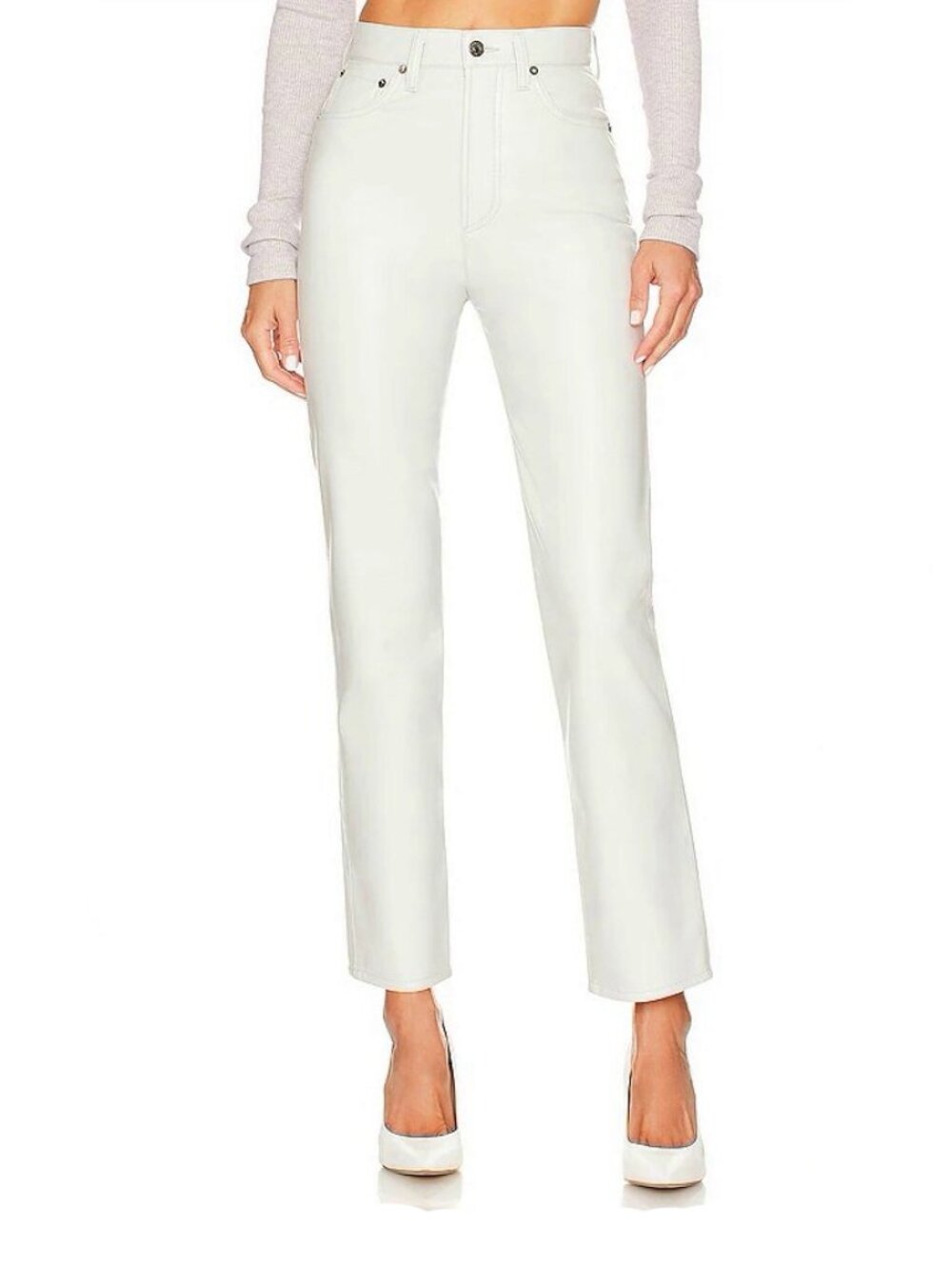 AGOLDE Size 27 90s Pinch Waist Recycled White Leather High Rise Pants